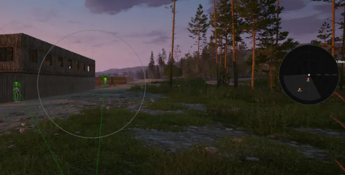Deadside wallhack ESP showing players and loot in open terrain